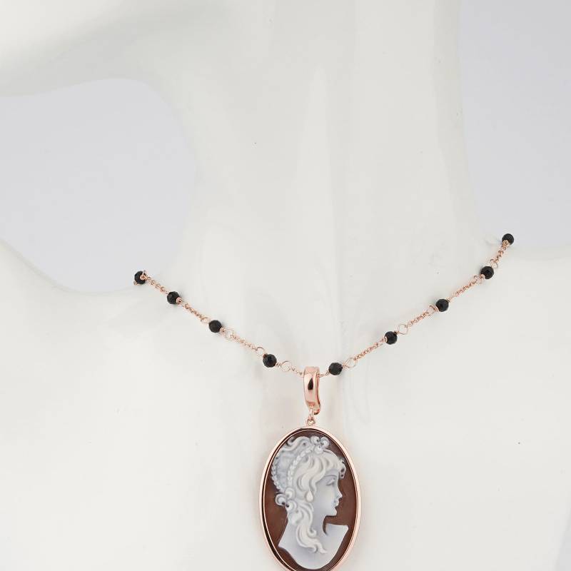 Ciondolo Donna Cameo Italiano Argento Rosè 925 Testa Donna P0201A-R