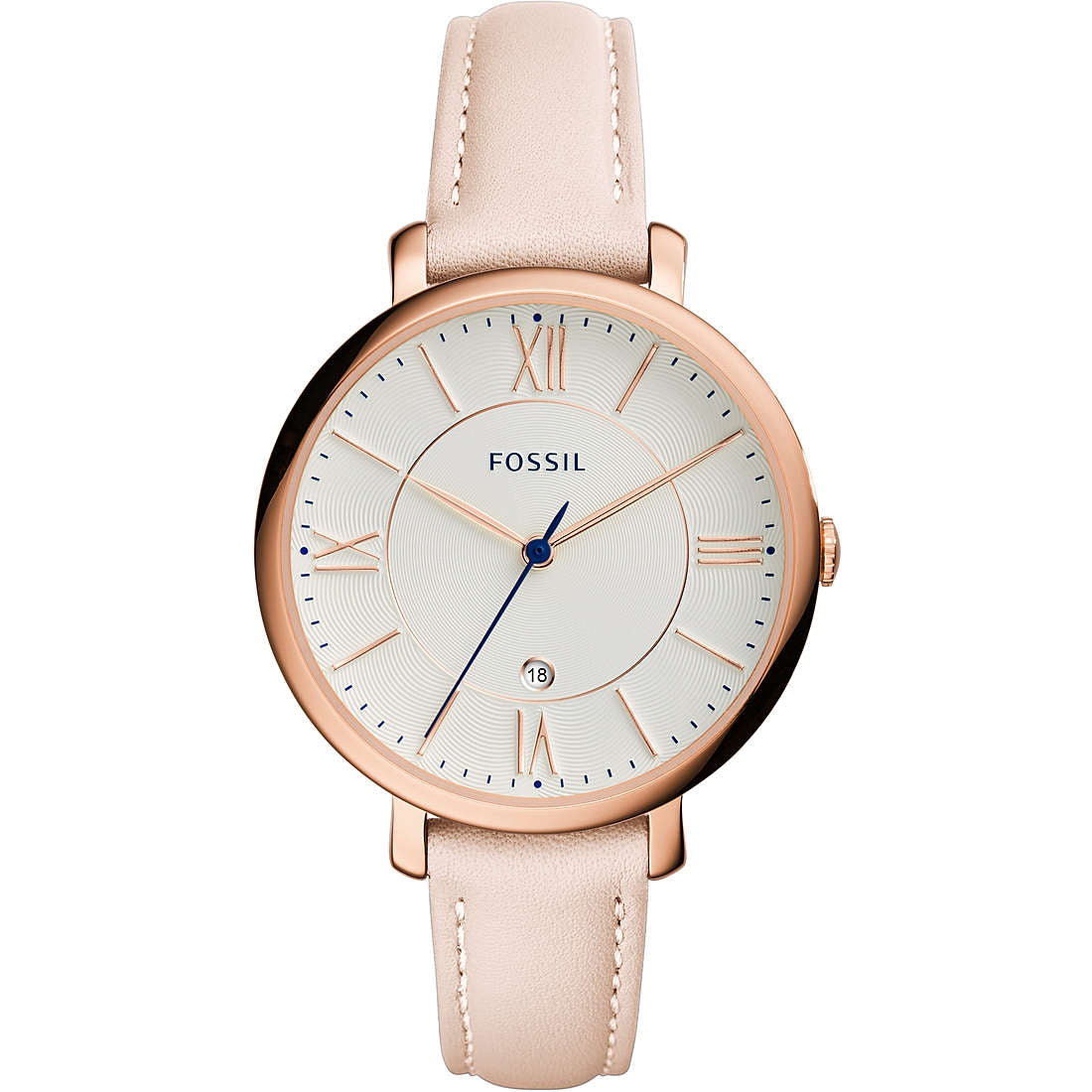 Orologio Donna Fossil Quarzo Solo Tempo Acciaio Rosè Pelle Rosa Jacqueline ES3988