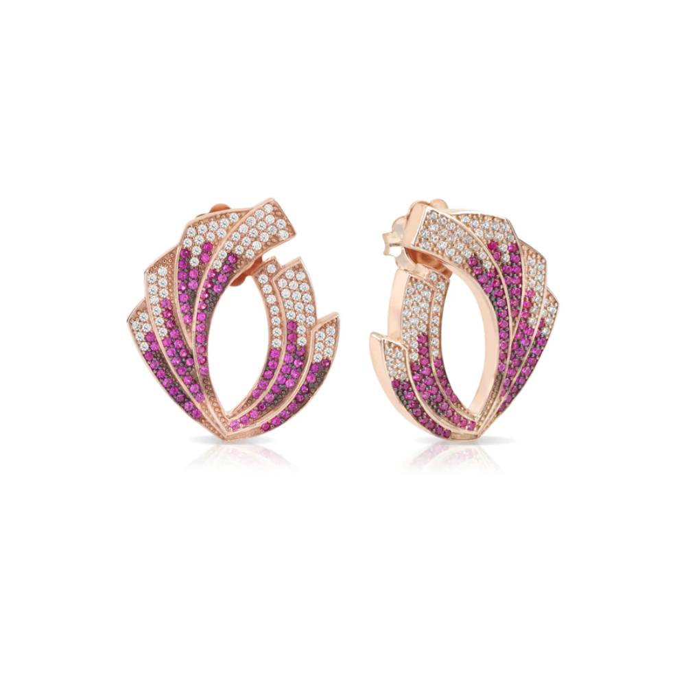 Orecchini Donna Sogni Argento 925 Pavè Zirconi Magenta E Rosa OR102RR