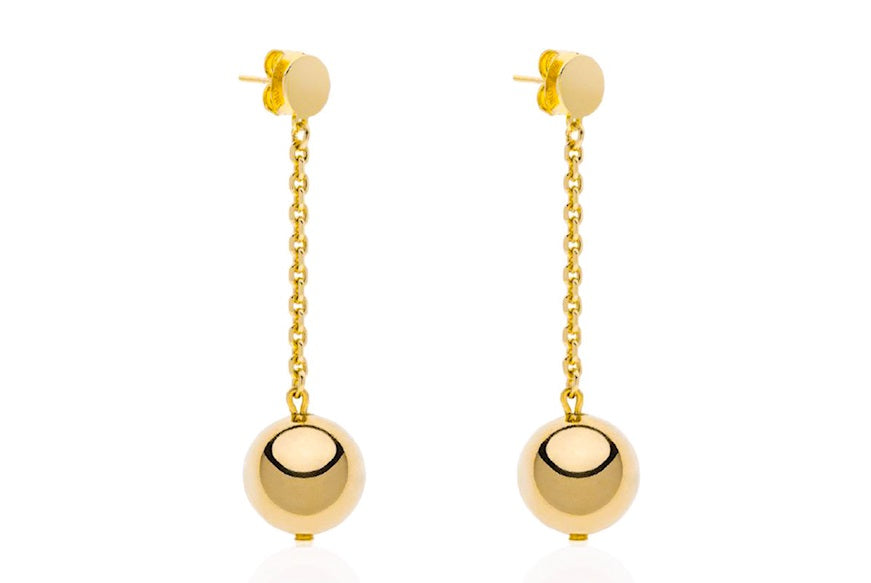 Orecchini Donna Unoaerre Bronzo Dorato Pendenti Biglie Catena 549482