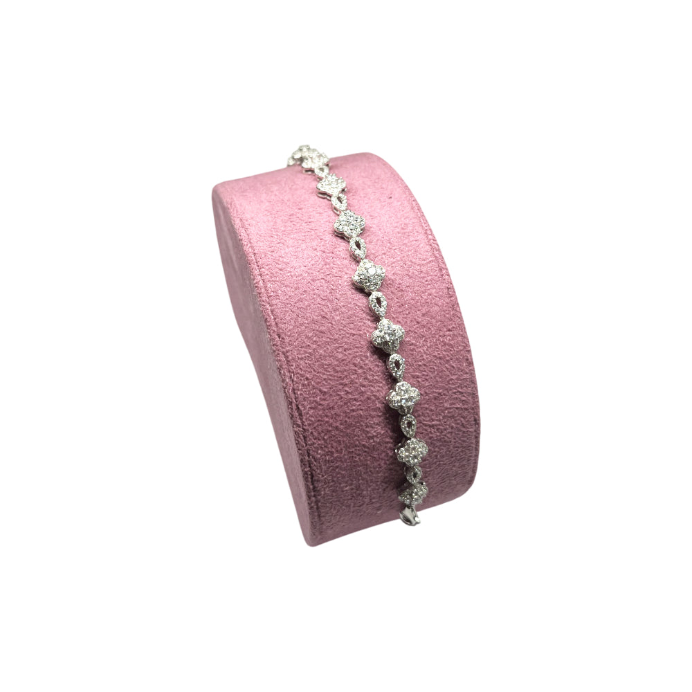 Bracciale Unisex Re Mida Tennis Argento Quadrifoglio Zirconi Bianchi Tennis-12