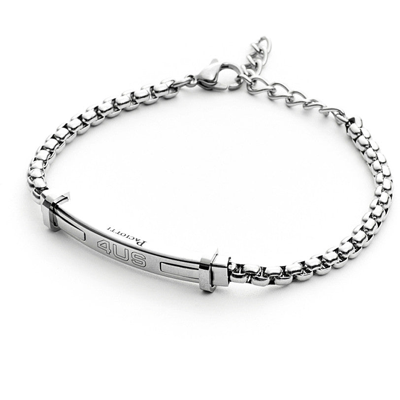 Bracciale Uomo 4US Cesare Paciotti acciaio Bianco con centrale logato 4UBR3797