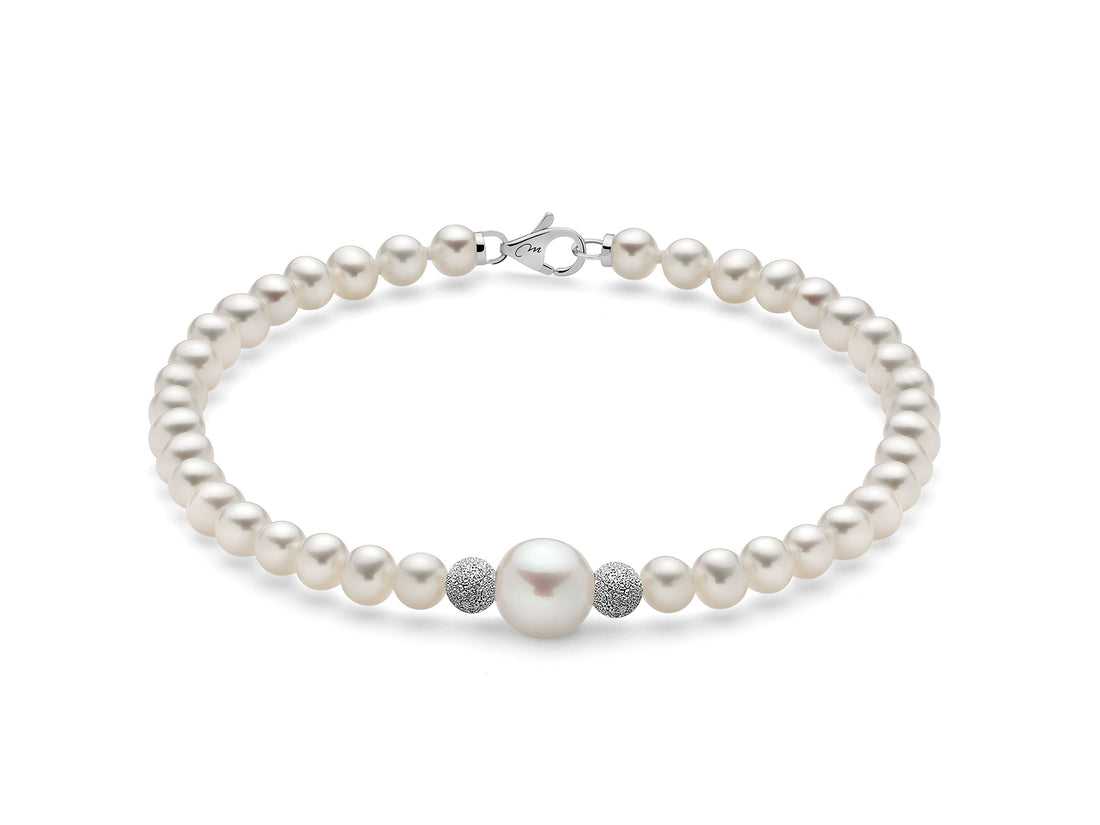 Bracciale Donna Miluna Perle Con 2 Inserti In Oro Bianco PBR1410V
