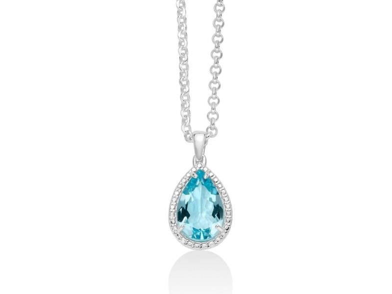 Collana Donna Miluna Argento 925 e topazio azzurro goccia CLD4348