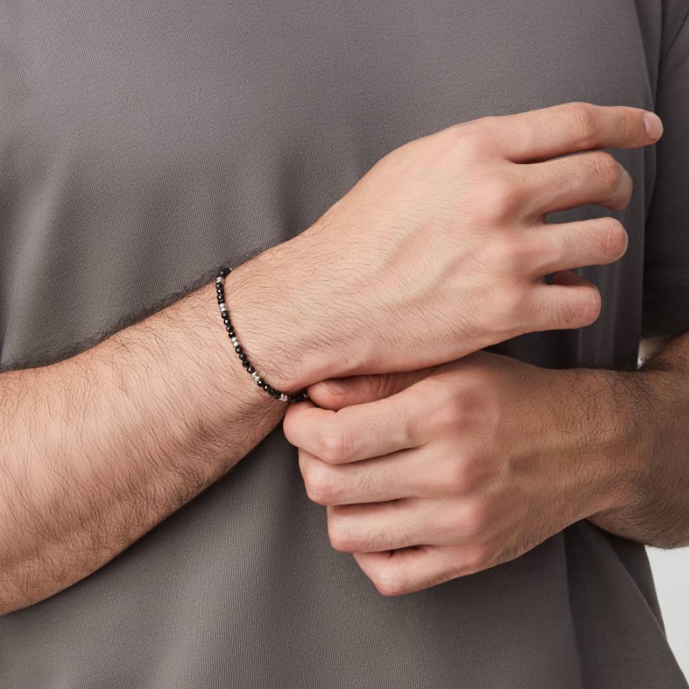 Bracciale Uomo Giovanni Raspini Argento 925 Spinello Nero Lucido 12223