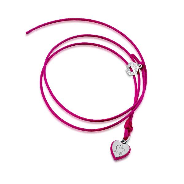 Collana Donna Roberto Giannotti Argento 925 Cordura Cuore Smalto Fucsia GIA400