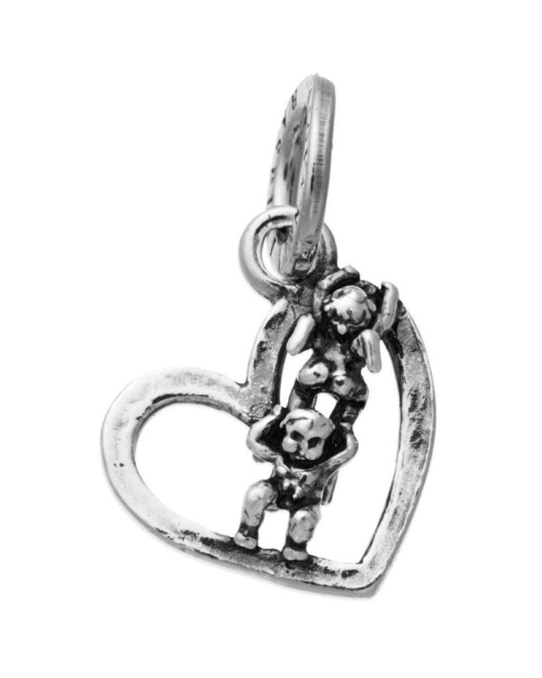 Charm Donna Giovanni Raspini Argento 925 Cuore Angeli Acrobati Fatto A Mano 11090