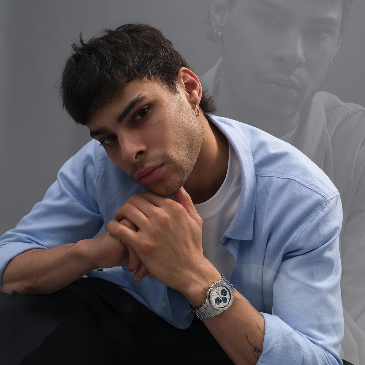 Orologio Uomo Maurice Lacroix Aikon Cronografo Blu Grigio AI1118-SS002-230-1