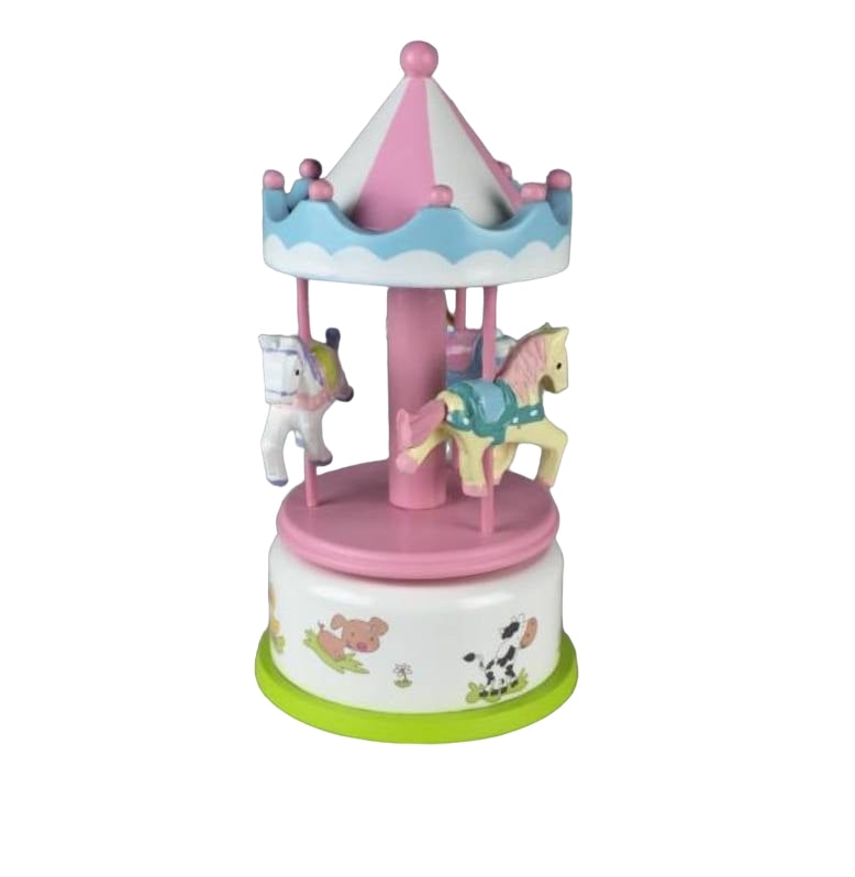 Giostra Il Mondo Dei Carillion Carosello Legno Bianco Rosa 17 cm 43866