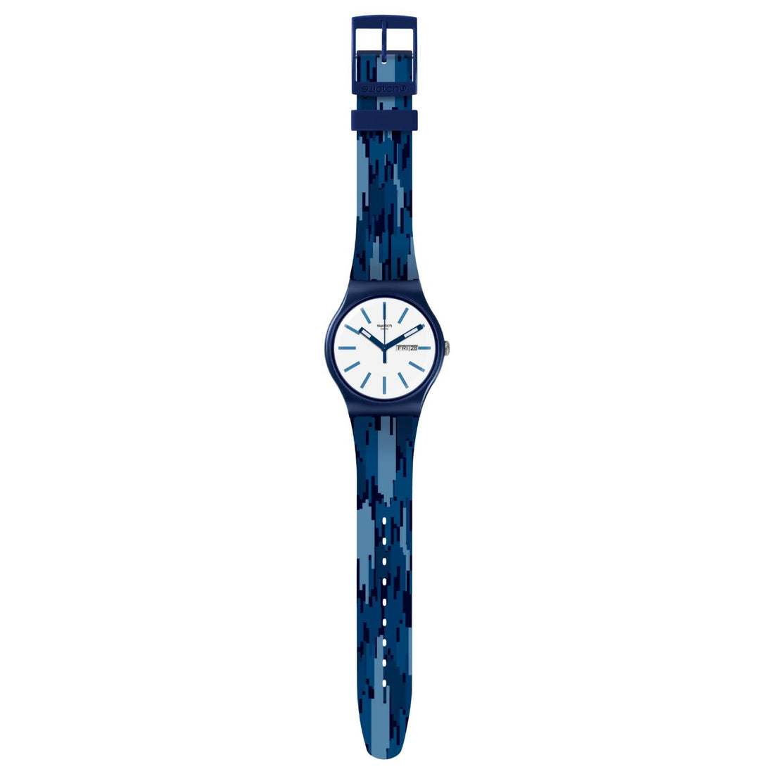Orologio Uomo Gomma Swatch Quarzo Solo Tempo Doppia Data Fiammablu SUON712