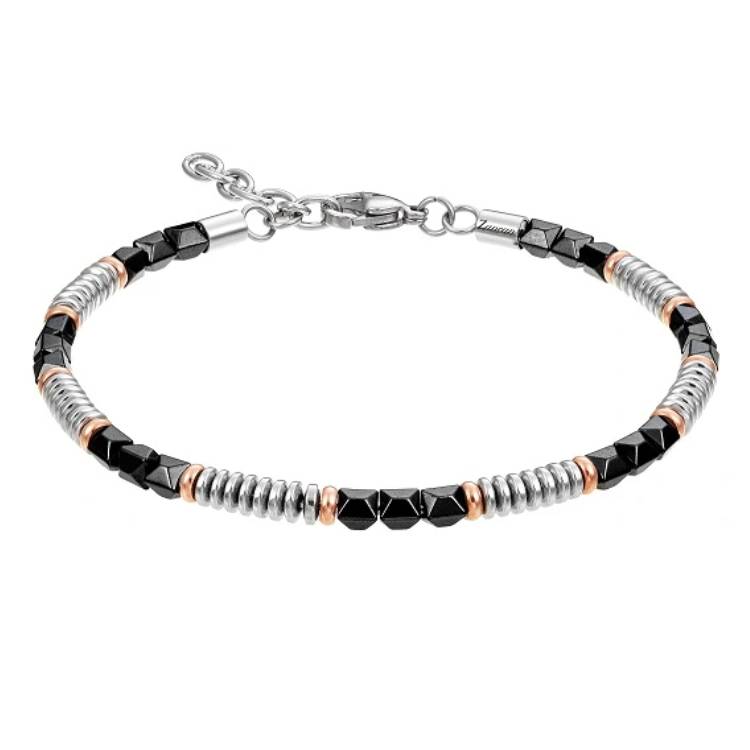 Bracciale Uomo Zancan Acciaio Rondelle Elementi Geometrici Nero UHB088