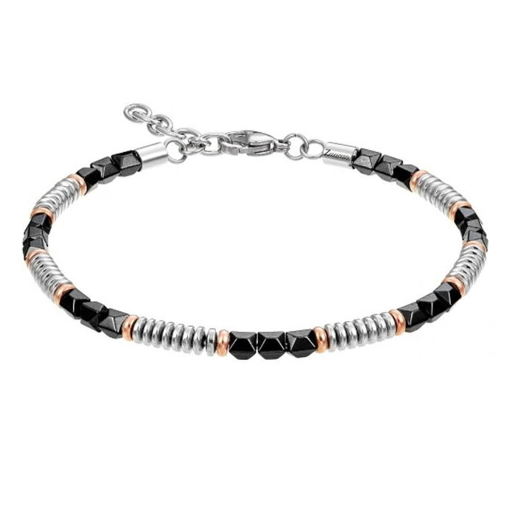 Bracciale Uomo Zancan Acciaio Rondelle Elementi Geometrici Nero UHB088