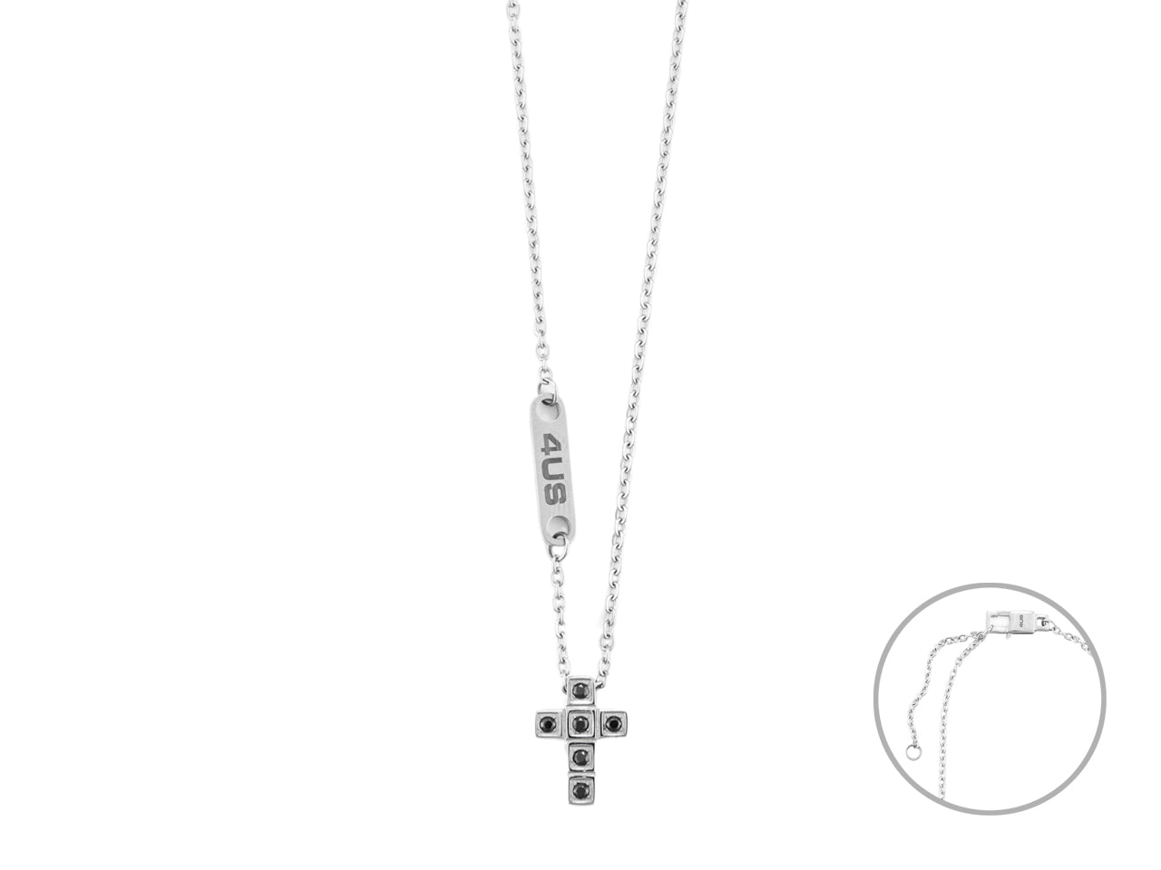 Collana Uomo 4US Cesare Paciotti Acciaio Croce zirconi neri 4UCL6966