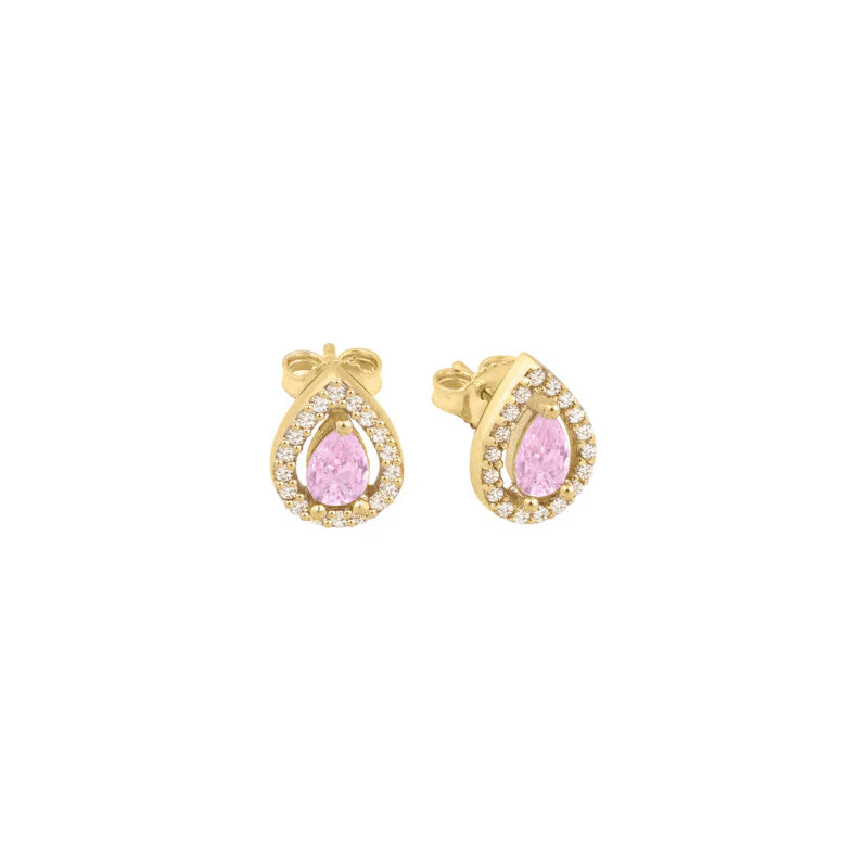 Orecchini Donna Laura P. Argento Dorato 925 Goccia Zirconi Rosa Bianchi OR0198GRS