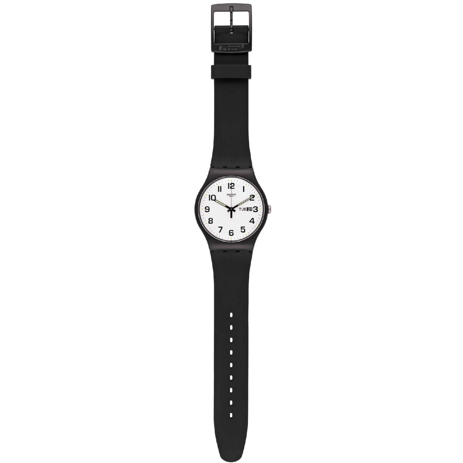 Orologio Uomo Gomma Resina Swatch Quarzo Solo Tempo Nero Twice Again SUOB705