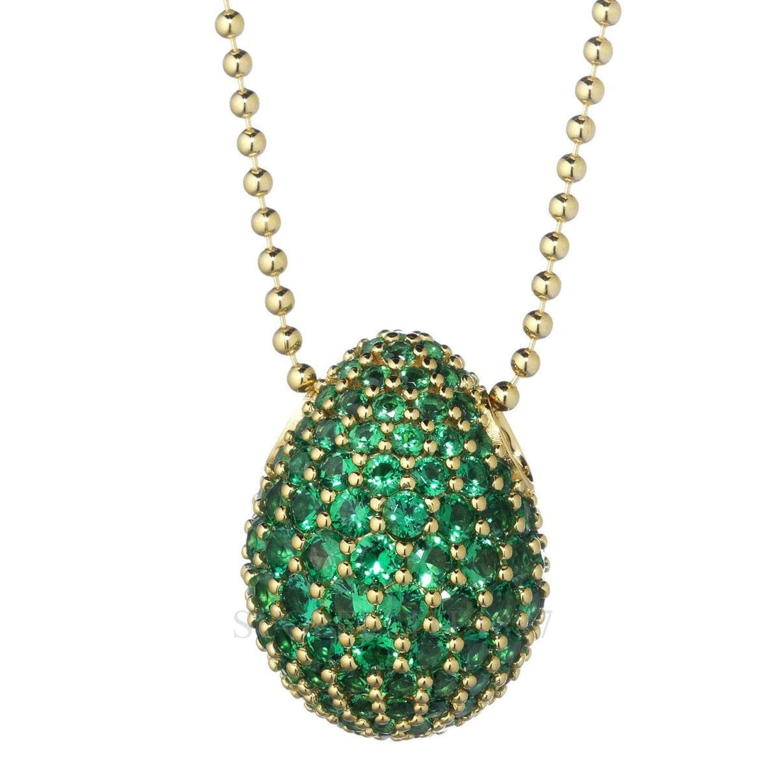 Collana Tatiana Fabergé in Argento con Zirconi verdi " Green Eye" Tsars Collection Large