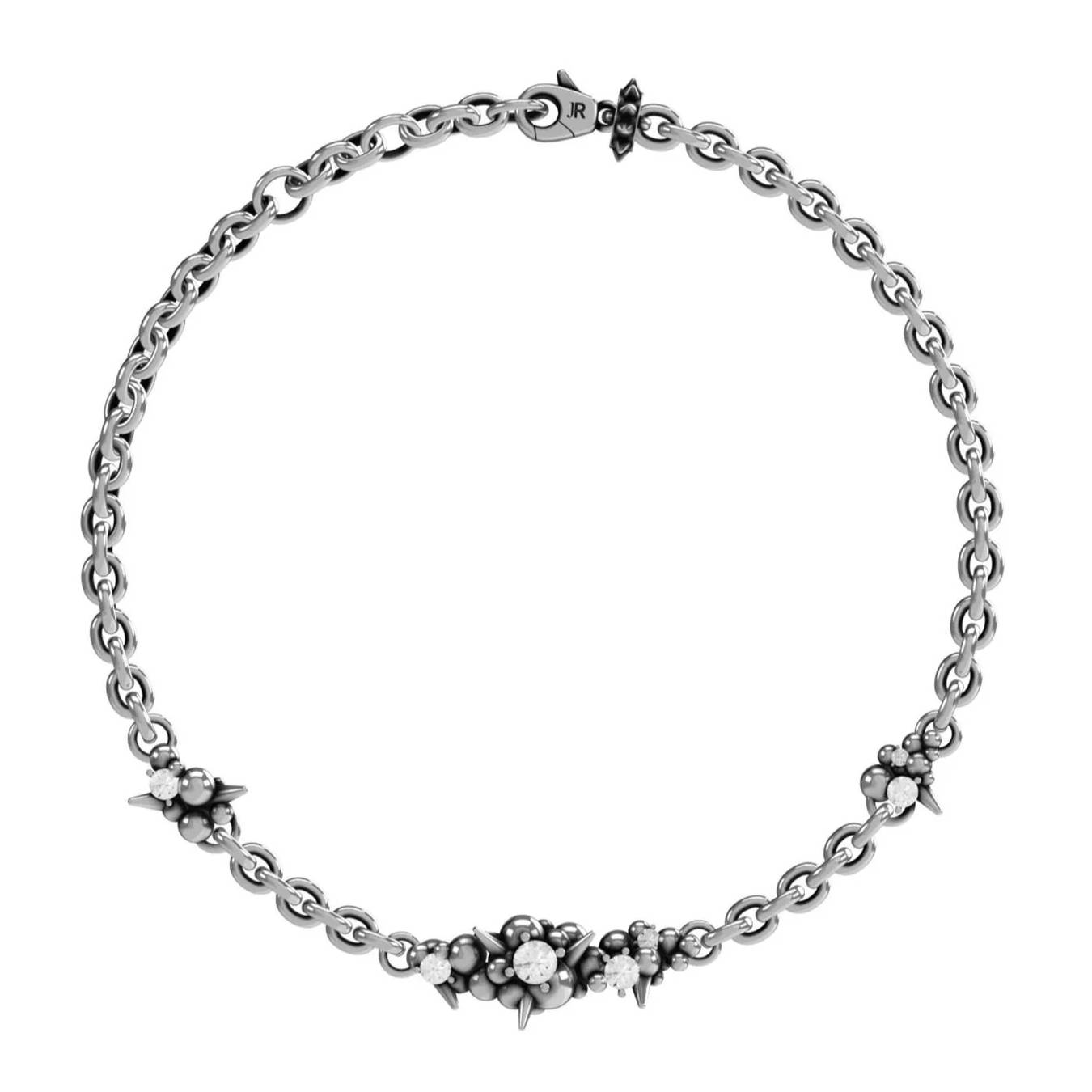 Collana Unisex John Richmond Borchie Diamanti Bronzo Argentato JRMN02BW