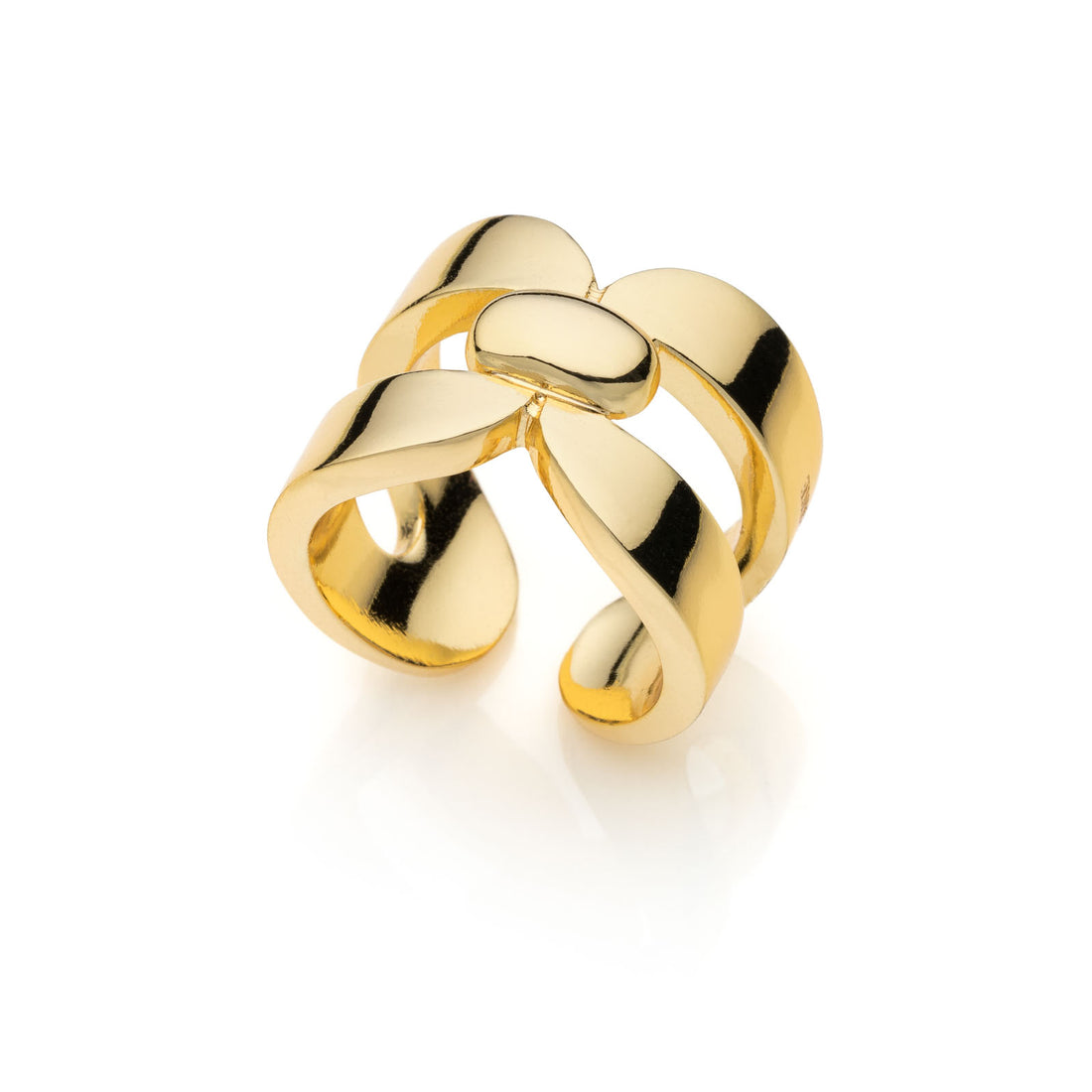 Anello Donna Unoaerre Bronzo Regolabile Aperto Lucido Fascia Dorata 520657