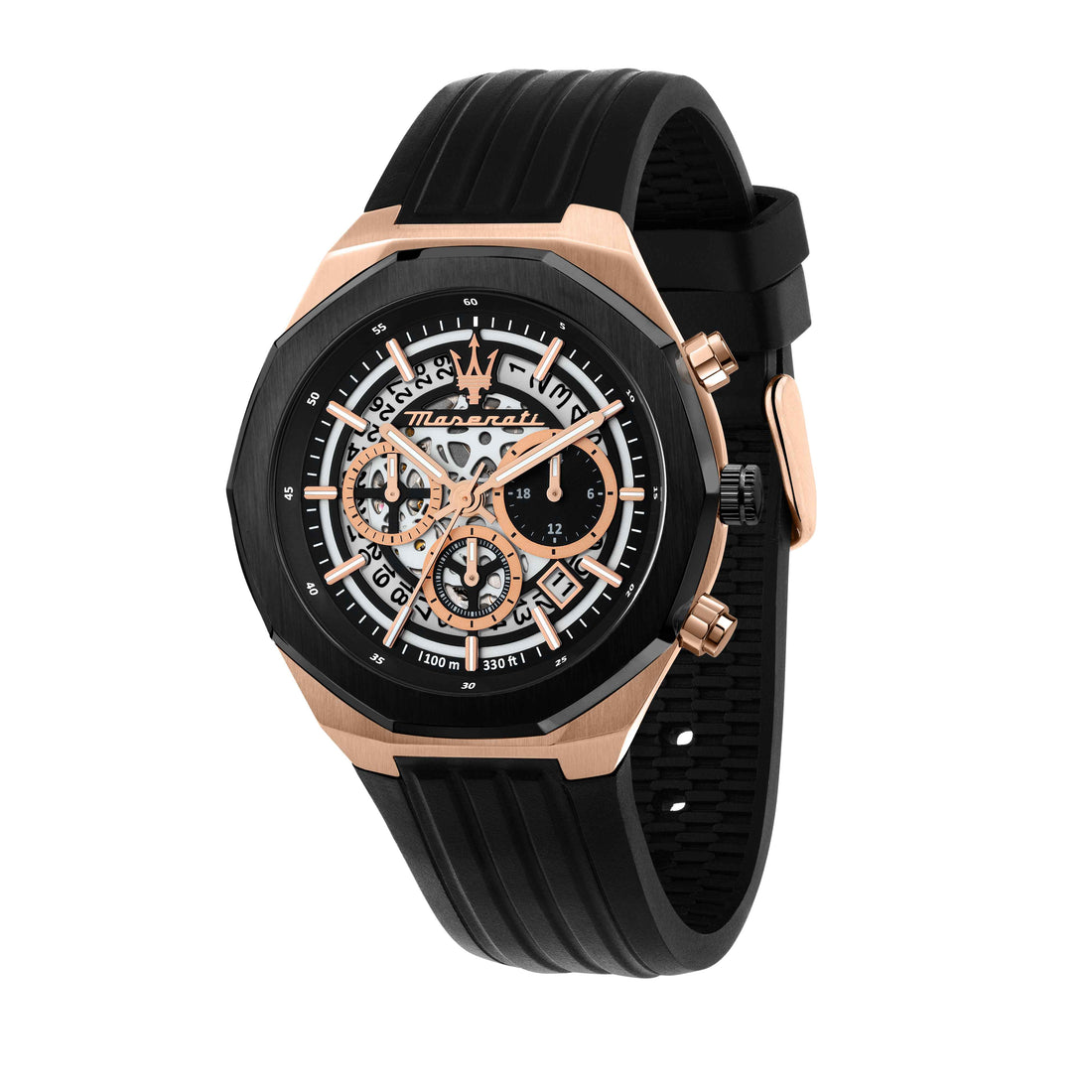 Orologio Uomo Maserati Acciaio Nero PVD Gomma Quarzo Cronografo Data R8871642003