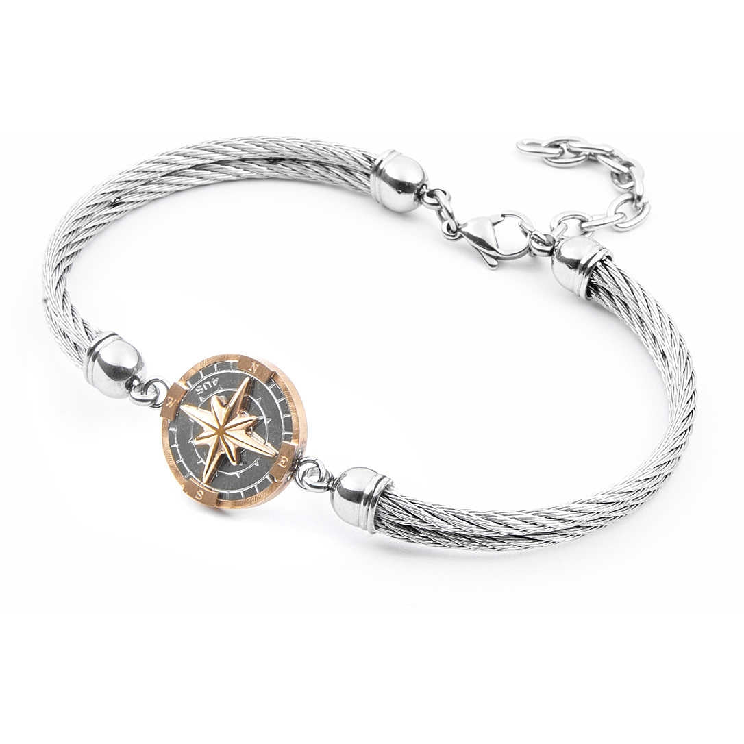 Bracciale Uomo 4US Cesare Paciotti Acciaio Bianco e rosa dei Venti rosè  4UBR4075