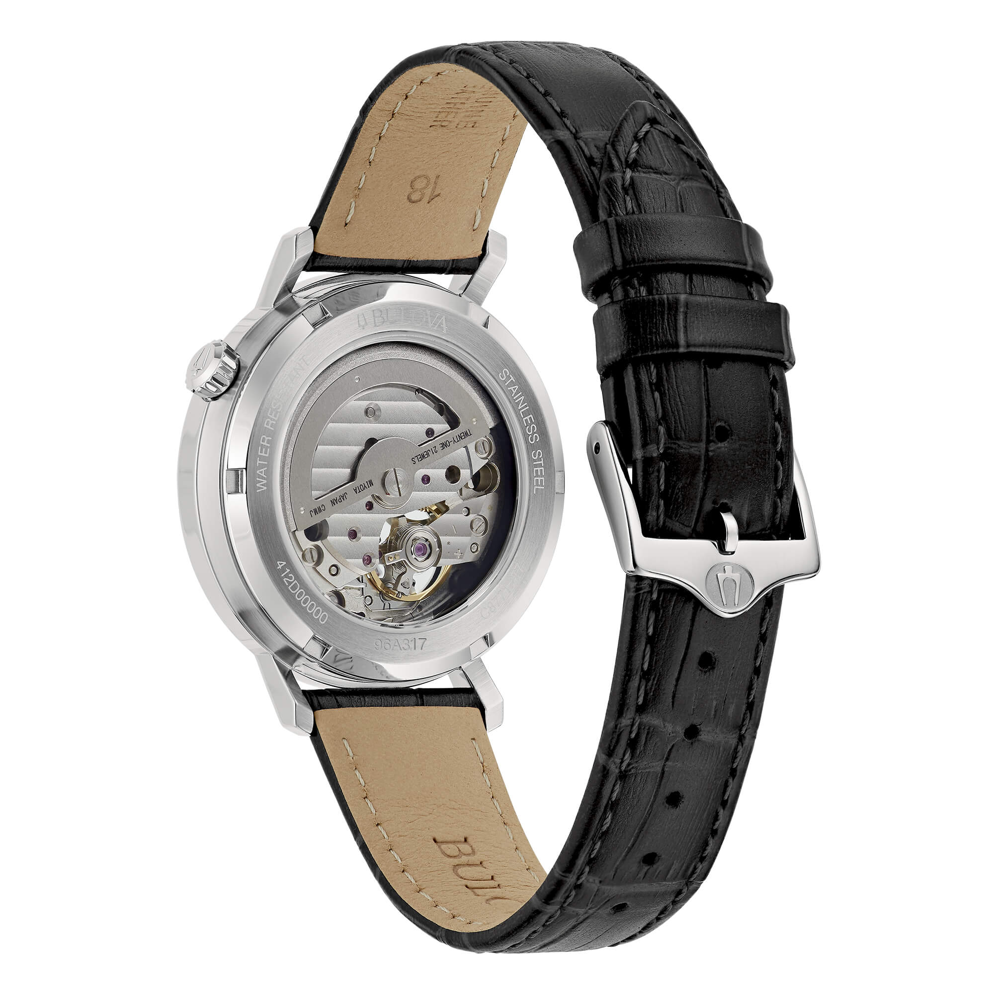 Orologio Uomo Bulova Aerojet Automatico Pelle Nero 96A317