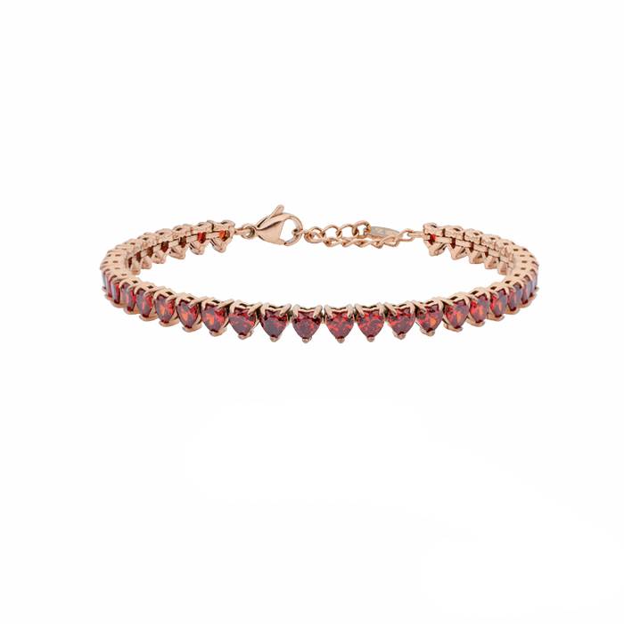 Bracciale tennis con cuori pendenti Bracciale tennis con cuori pendenti