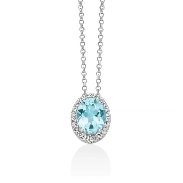 Collana Donna Miluna Argento Ovale Gemma Del Cielo Topazi Bianchi CLD5441