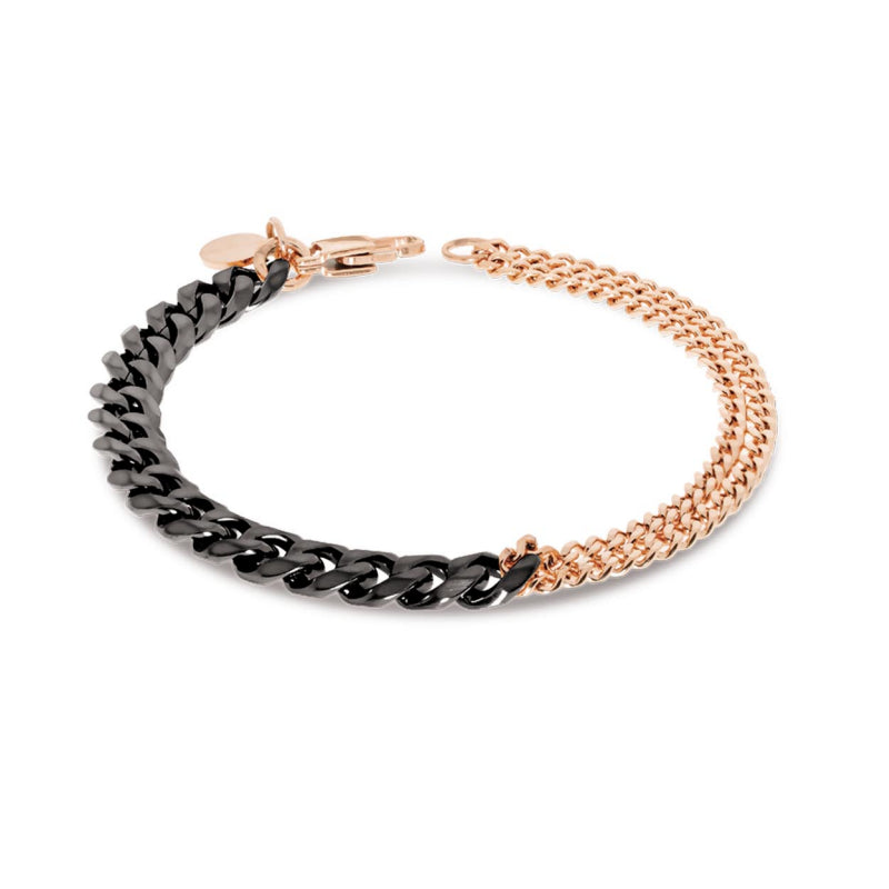 Bracciale Uomo Liu Jo Acciaio Nero Rosè Catena Groumette MLJ484