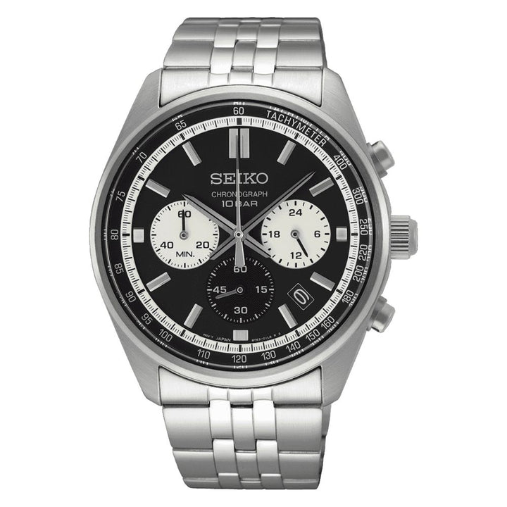 Orologio Uomo Seiko Sport Acciaio Quarzo Cronografo Nero Bianco Data SSB429P1