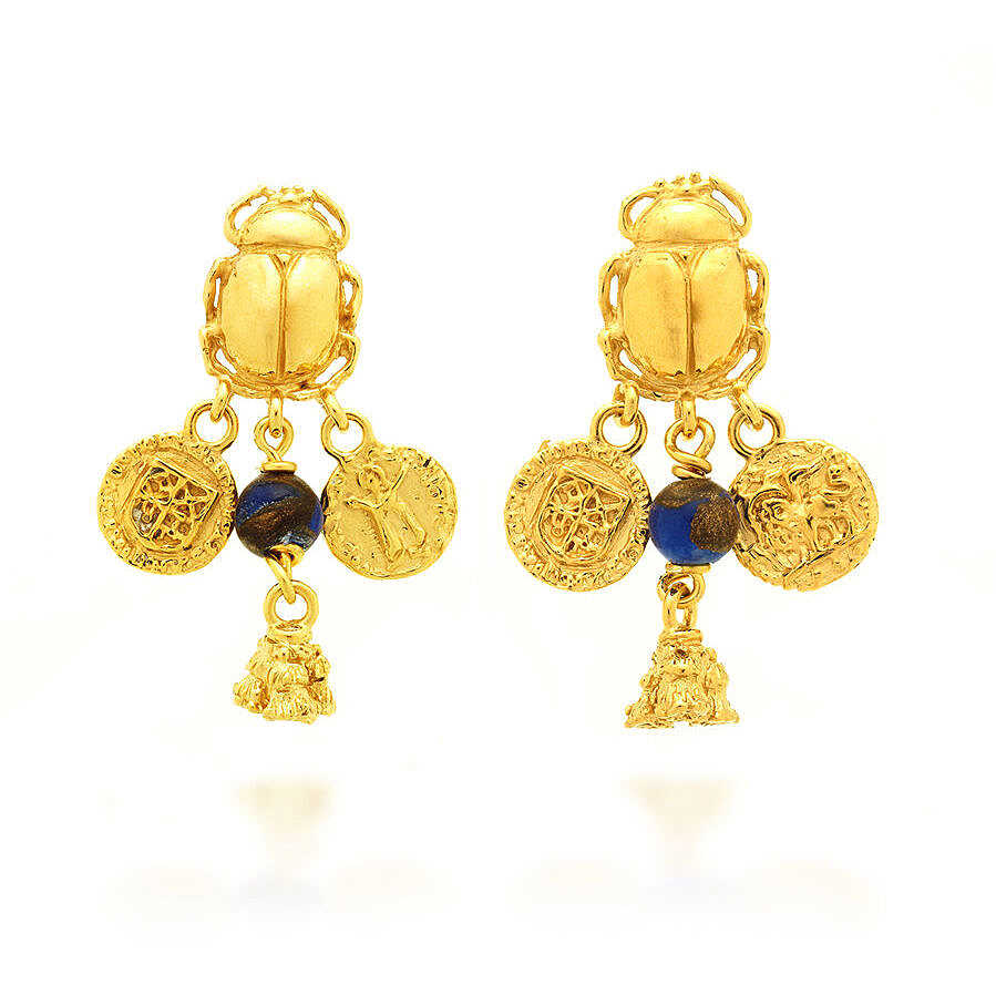 Orecchini Donna Giovanni Raspini Argento 925 Dorato Tuareg Agata Blu Con Bronzite 11377