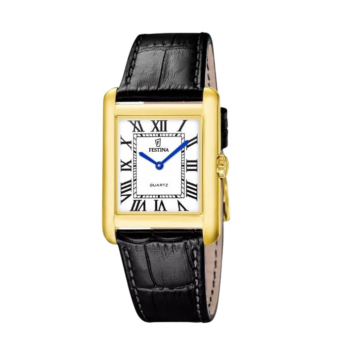 Orologio Donna Festina Mademoiselle Solo Tempo Acciaio Dorato Pelle Nero F20788/1
