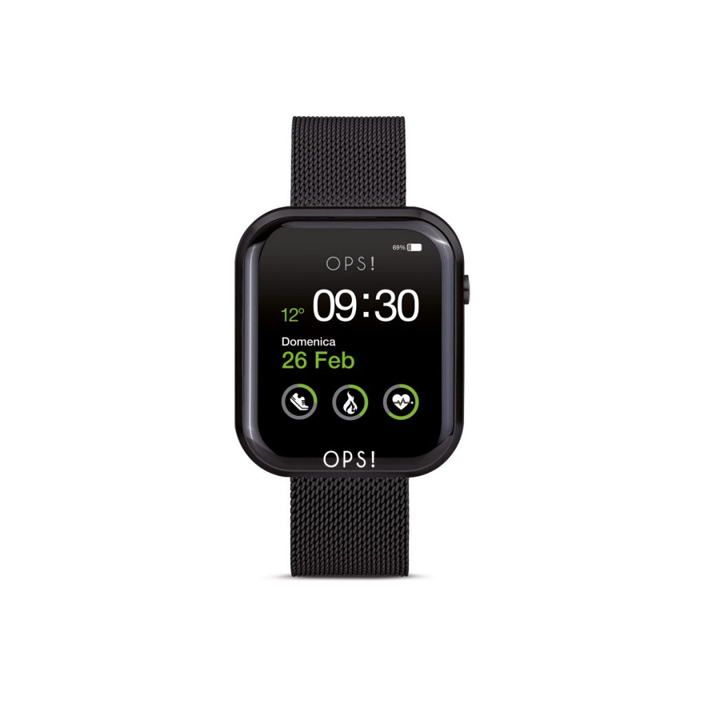 Orologio Unisex Ops Object Smartwatch Call Acciaio Nero Maglia Milano OPSSW-19