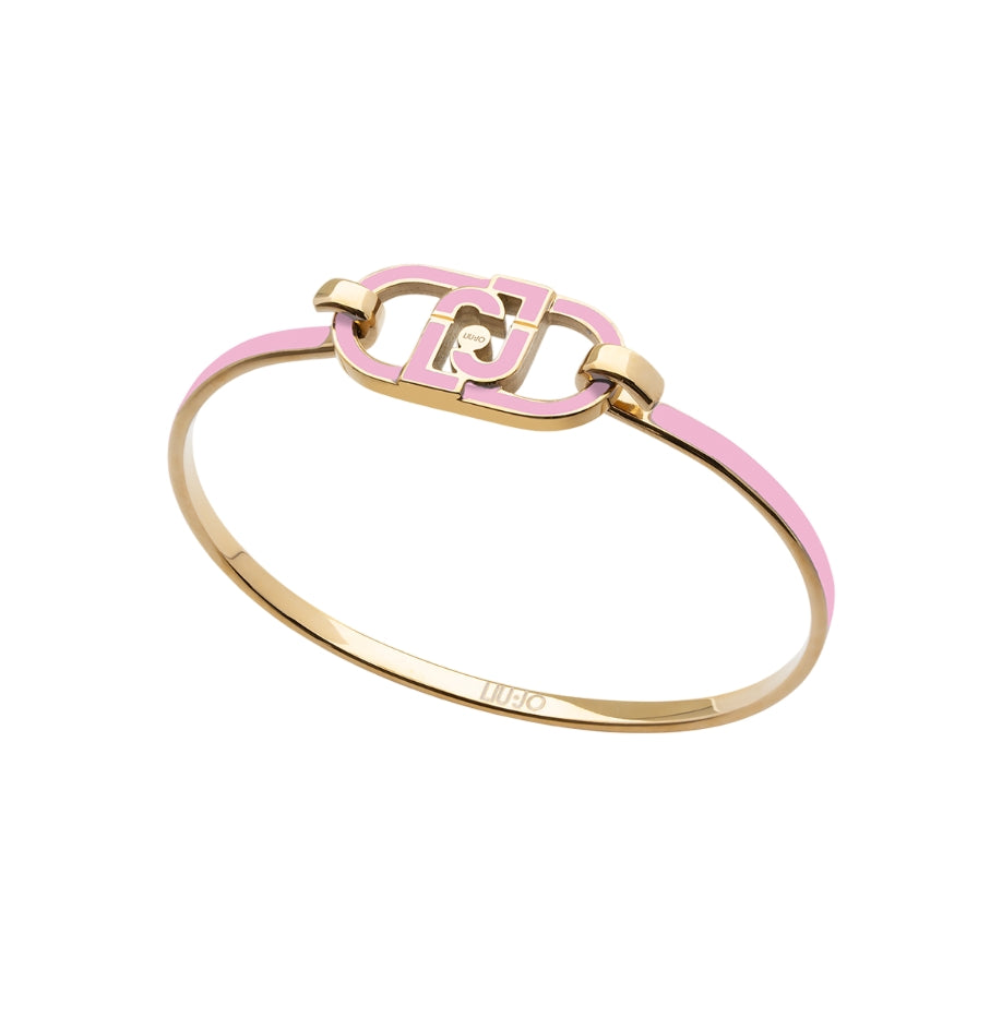 Bracciale Donna Liu Jo Acciaio Dorato Rigido Logato smaltato  LJ2818