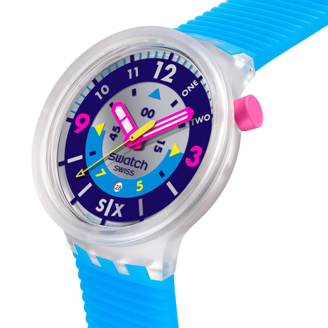 Orologio Unisex Swatch Neon Hielo Big Bold Azzurro SB01K400