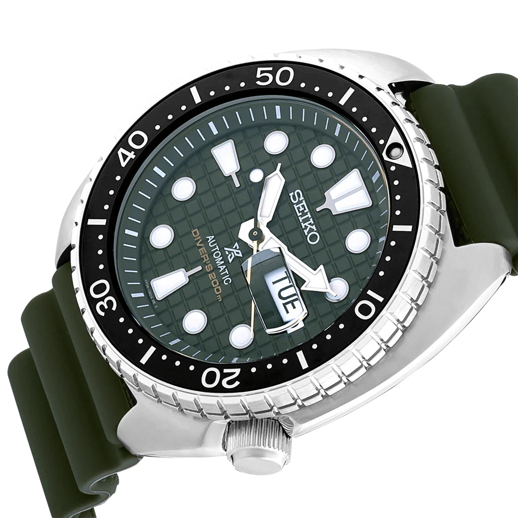Orologio Uomo Seiko Prospex Automatico Doppia Data Acciaio Gomma Verde SRPE05K1