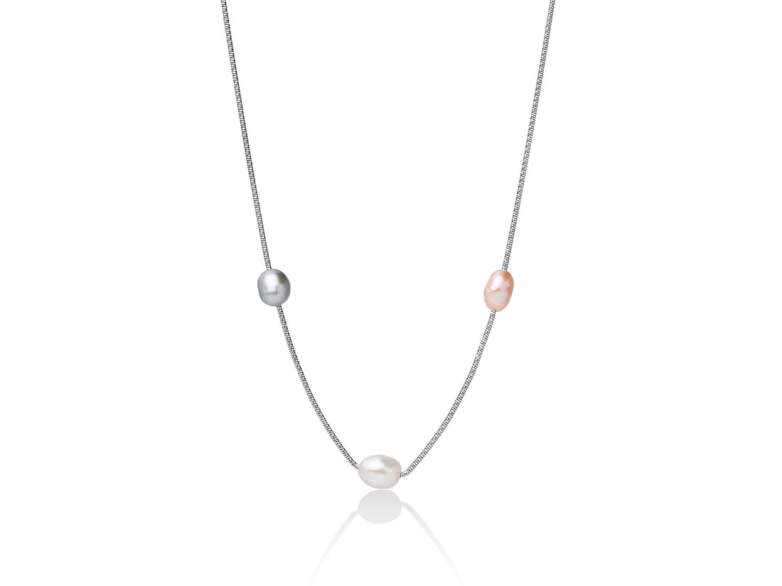 Collana Donna Argento Miluna Multifilo Miss Italia Perle Bianche PCL5809