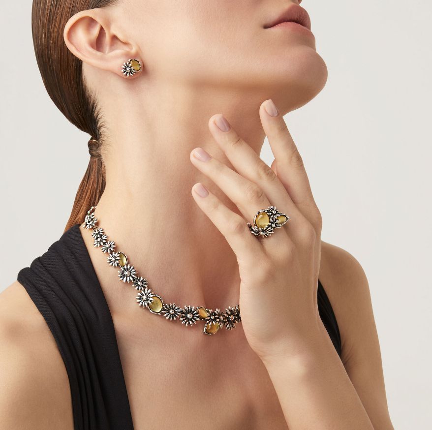 Orecchini Donna Giovanni Raspini Argento 925 Daisy Pietra Gialla 11743