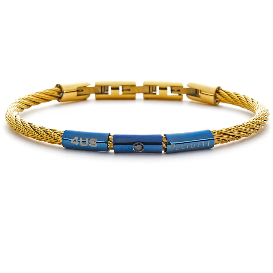 Bracciale Uomo 4US Cesare Paciotti Acciaio dorato Intrecciato Rigido Cilindro 4UBR6006