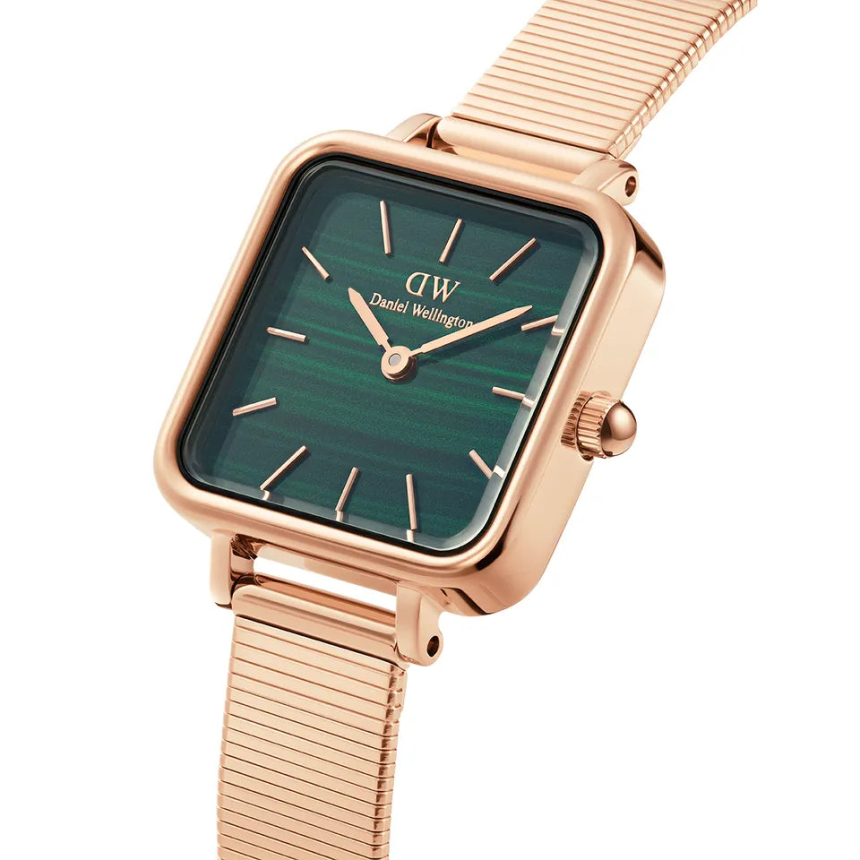 Orologio Donna Daniel Wellington Quadro Acciaio Rosè 22 x 22 mm Verde DW00100520