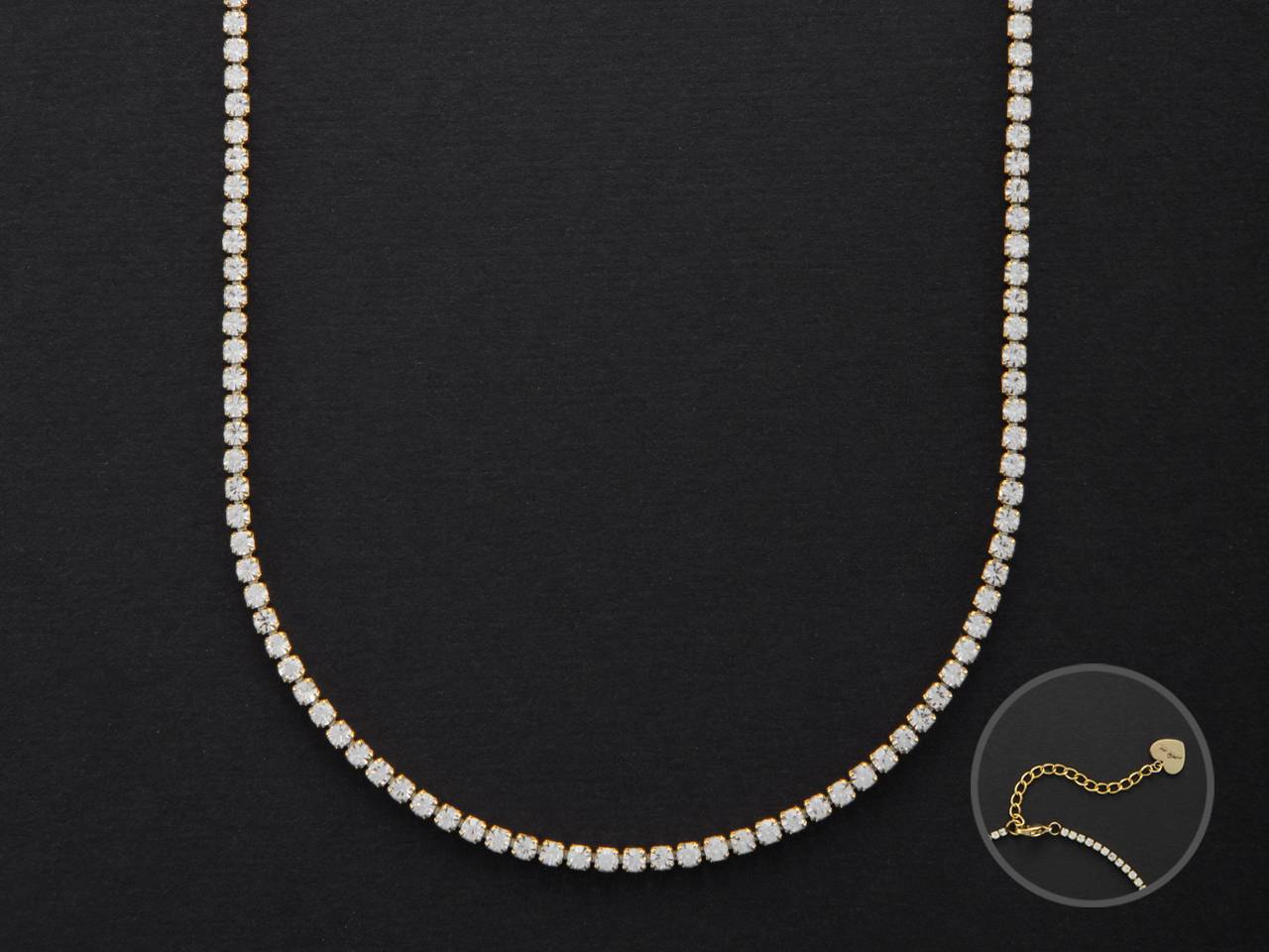 Collana Donna 4US Cesare Paciotti Acciaio Dorato Tennis Zirconi Bianchi 4UCL5849W