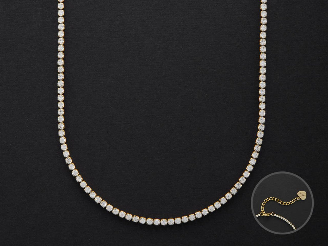 Collana Donna 4US Cesare Paciotti Acciaio Dorato Tennis Zirconi Bianchi 4UCL5849W
