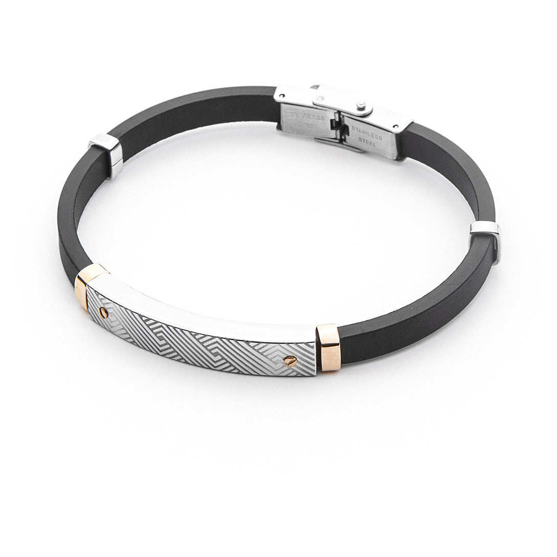 Bracciale Uomo 4US Cesare Paciotti Acciaio E Gomma Nera 4UBR4546