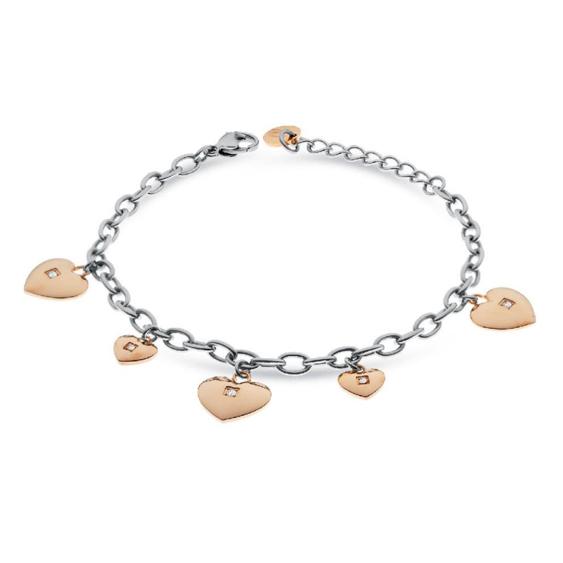 Bracciale Donna Liu Jo Acciaio Catena Lucido Cuori Rosè LJ2324