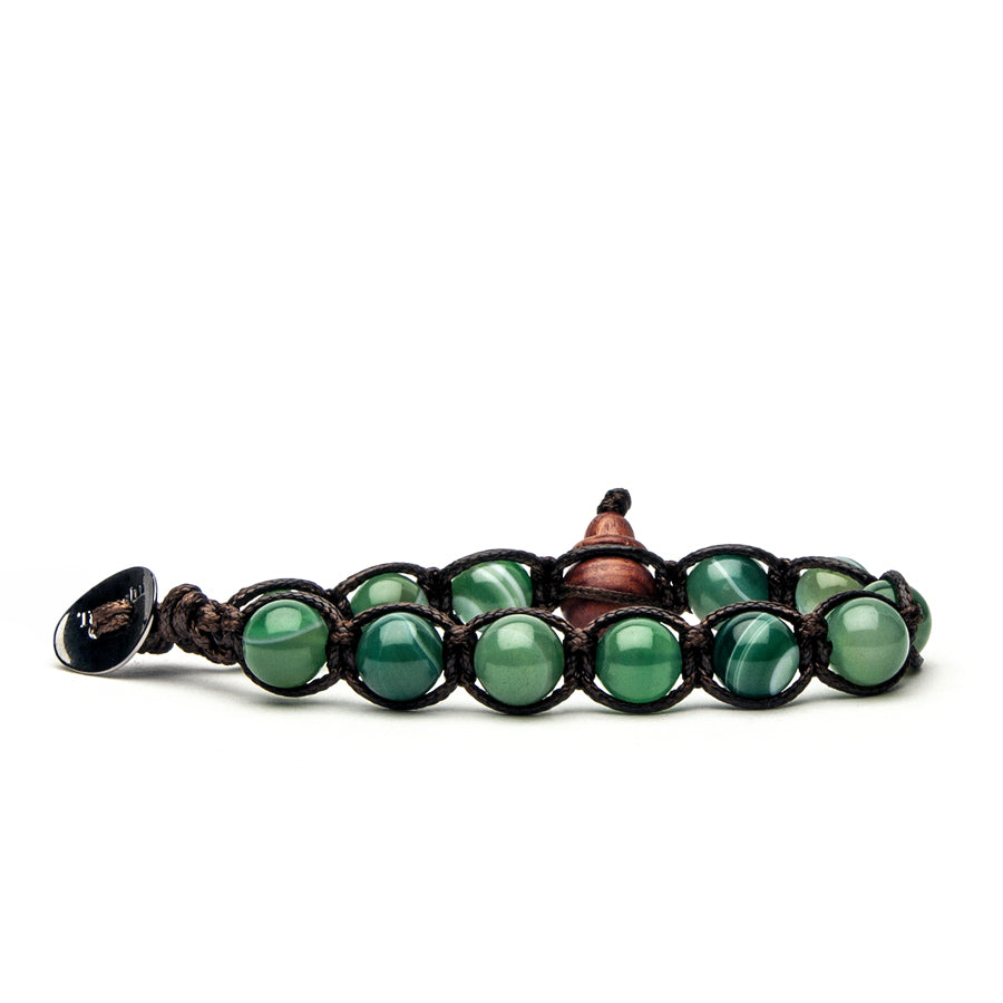 Bracciale Unisex Tamashii Pietra Agata Verde Chiara Striata Porta Fortuna BHS900-87