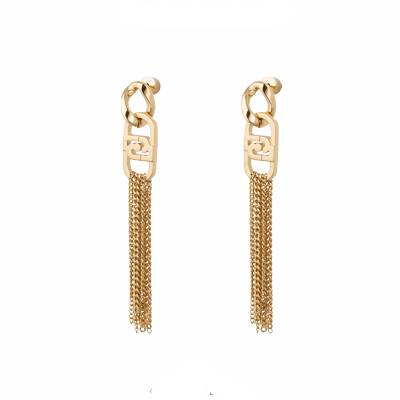 Orecchini Donna Liu Jo Acciaio Lunghi Oro PVD Logo LJ3057