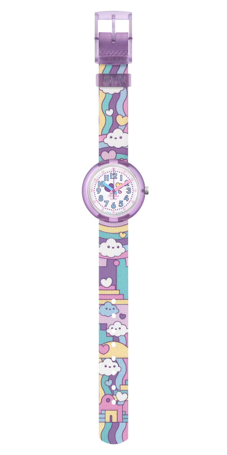 Orologio Bambina Swatch Flik Flak Cloud Level Quarzo Solo Tempo Multicolore ZFPNP136