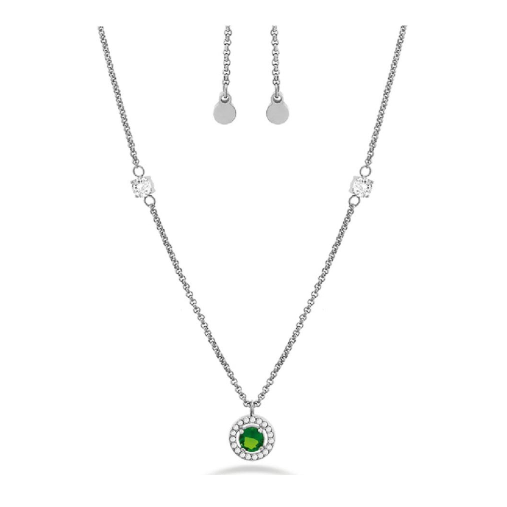 Collana Donna Liu Jo Acciaio Catena Rollò con pietra verde  LJ2271