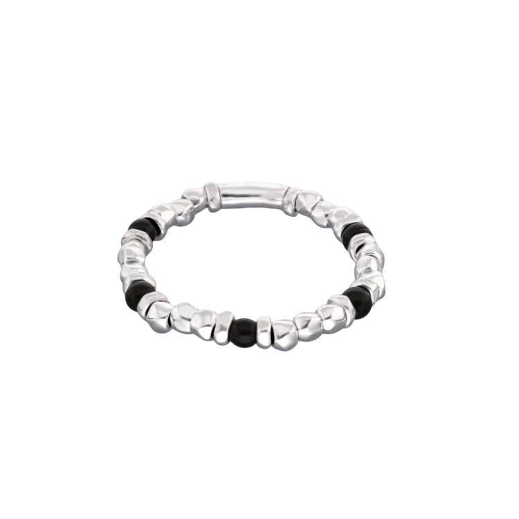 Bracciale Uomo Uno De 50 Sfere Placcato Argento Cristallo Murano Nero PUL2585NGRMTL0L