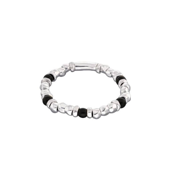 Bracciale Uomo Uno De 50 Sfere Placcato Argento Cristallo Murano Nero PUL2585NGRMTL0L