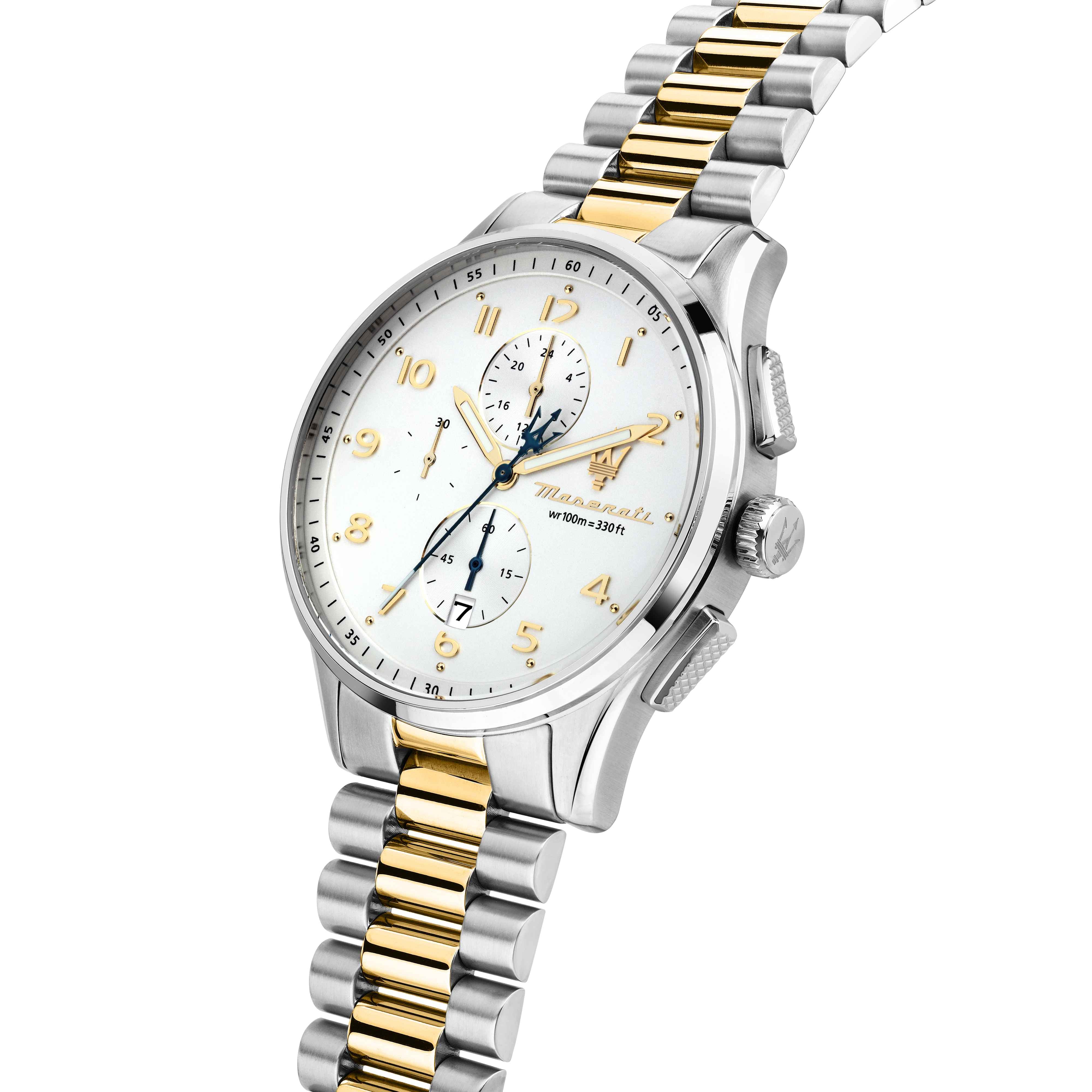 Orologio Uomo Maserati Acciaio Dorato Maglia President Cronografo Data R8873624003